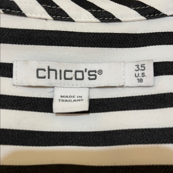 Chico's Black Blouse with Gold Dots and White Blouse with Black Stripes - Picture 2 of 11